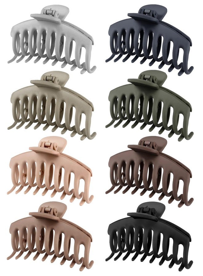 TOCESS Hair Claw Clips for Women – Large Clips for Thin Thick Hair Big Neutral Claw for Curly Hair Matte Nonslip Strong Hold 4.33 Inch Jumbo Claws Jaw Set (8 Pcs) - Image 1